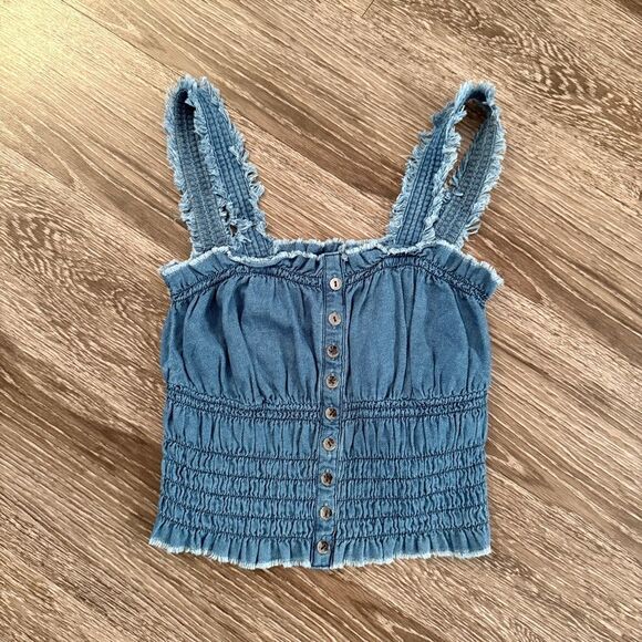 Pilcro Chambray Ruched Cami New - Picture 1 of 6